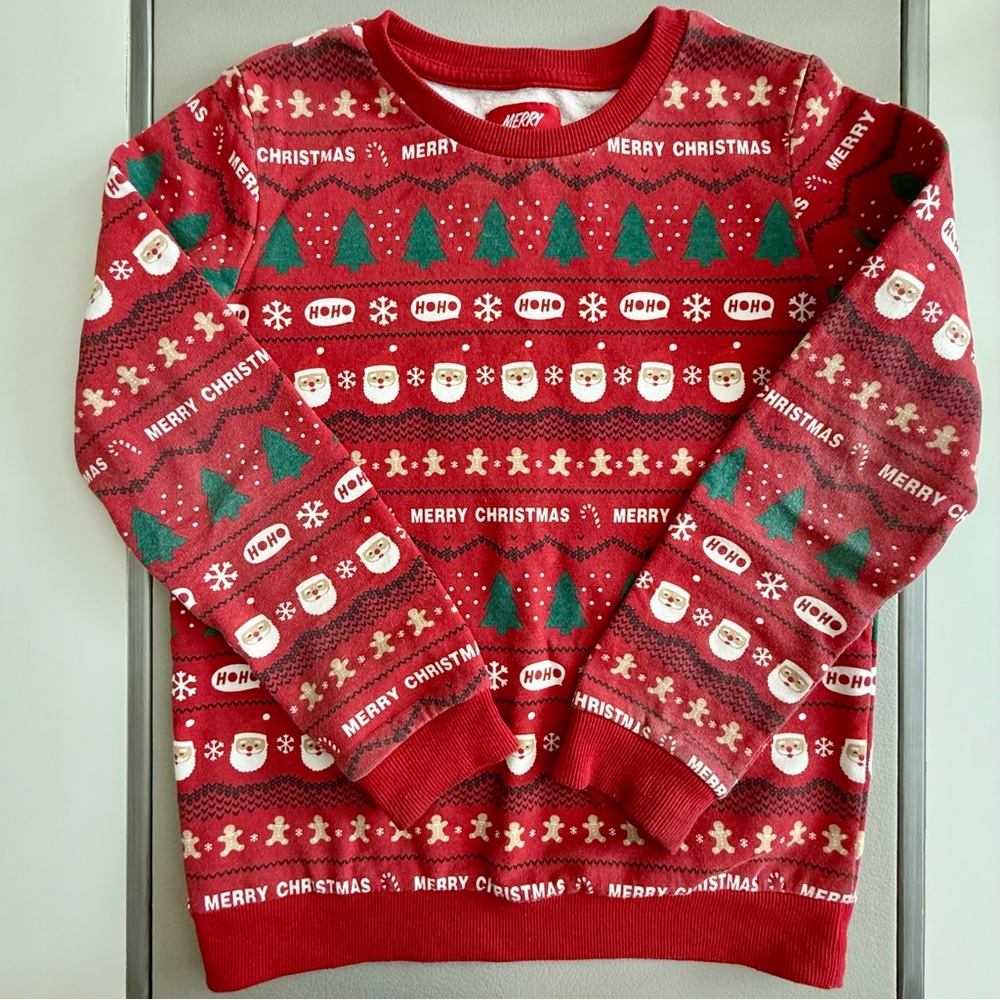 MERRY X-MAS™ MERRY CHRISTMAS Kids' Sweater Pullover | 100% Cotton | Size 9-10